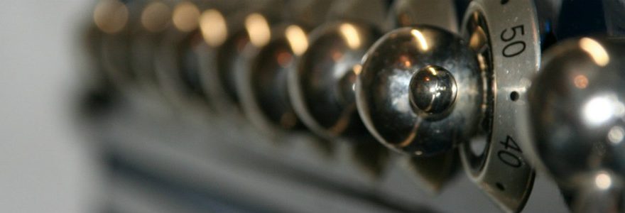 Electric oven knobs closeup