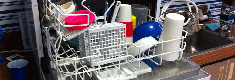 Dishwasher full with dirty dishes