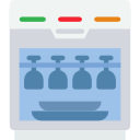 modern dishwasher with cups inside icon