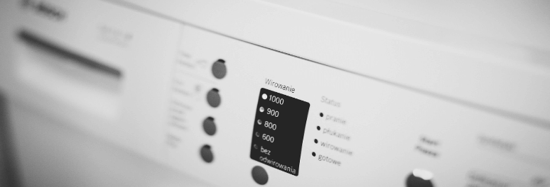 The front panel of washer dryer