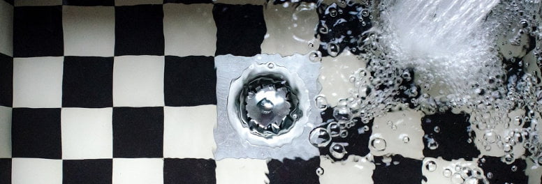 water in a chequerboard sink