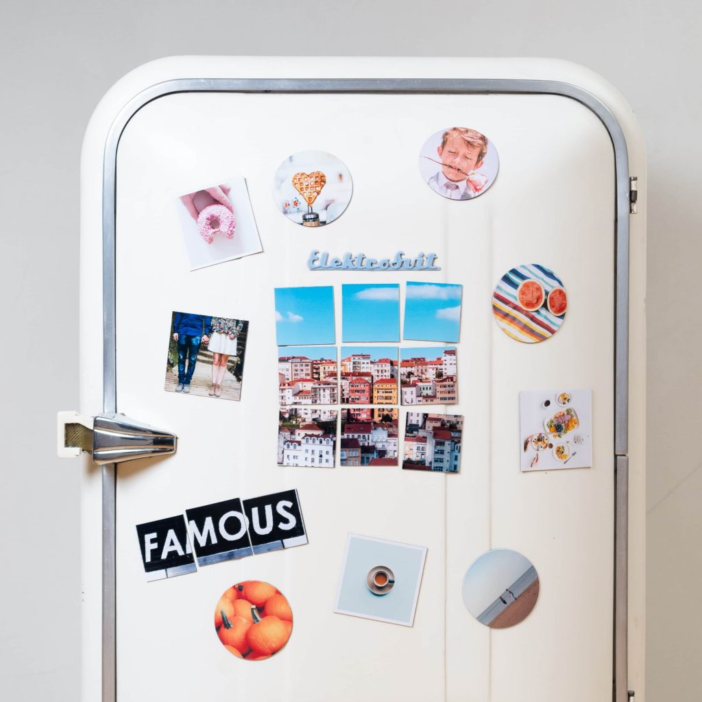 fridge with magnets on