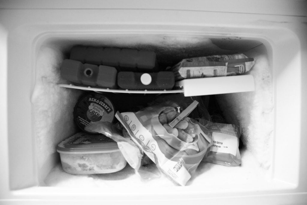 inside of a freezer