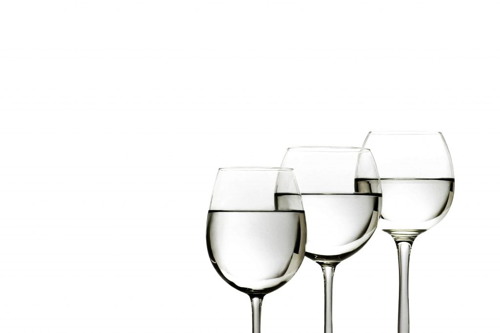 wine glasses on white background