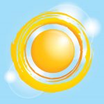 sun graphic on blue background
