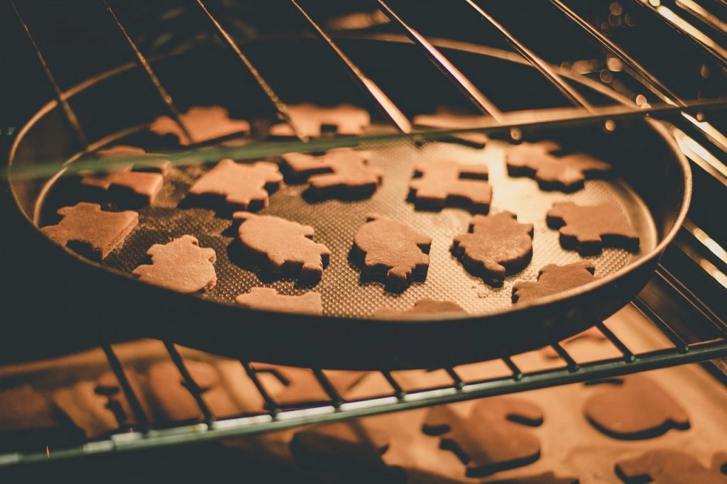 baked cookies in an oven